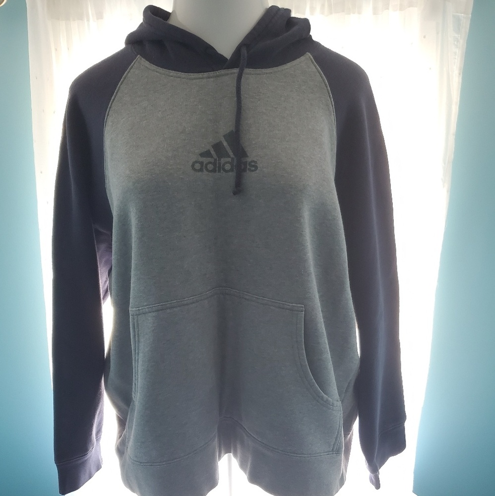 Women's navvy and gray hooded sweatshirt